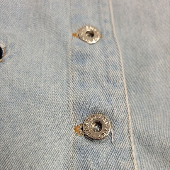 VINTAGE 90s denim vest cotton button up fitted blue M - Picture 3 of 7